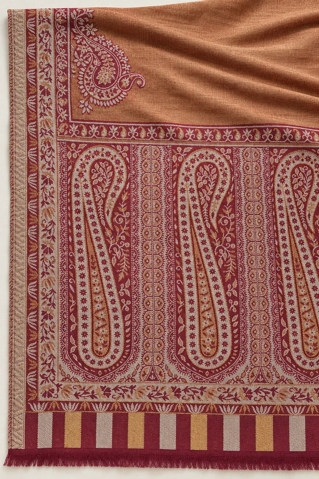 Moonlight Reversible Burgundy & Copper Shawl - 03-material-detail