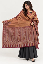Moonlight Reversible Burgundy & Copper Shawl - 01-model-portrait