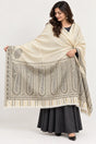 Moonlight Reversible Ivory & Charcoal Shawl - 01-model-portrait