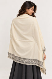Moonlight Reversible Ivory & Charcoal Shawl - 02-back-drape