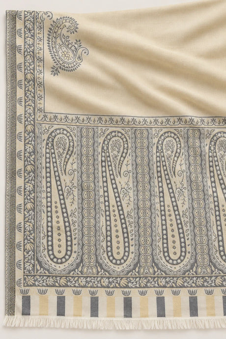 Moonlight Reversible Ivory & Charcoal Shawl - 03-material-detail