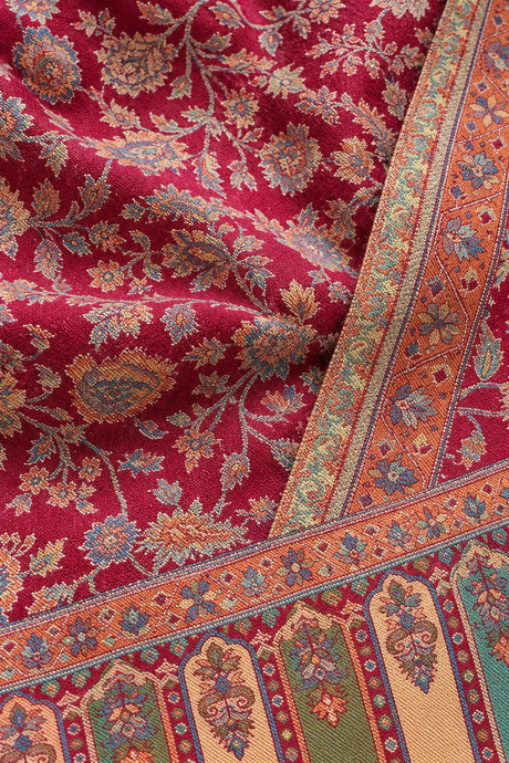 Premium Kani #17 Floral Deep Red Shawl — 02-material-macro