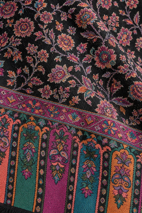 Premium Kani #17 Floral Black Shawl — 02-material-macro