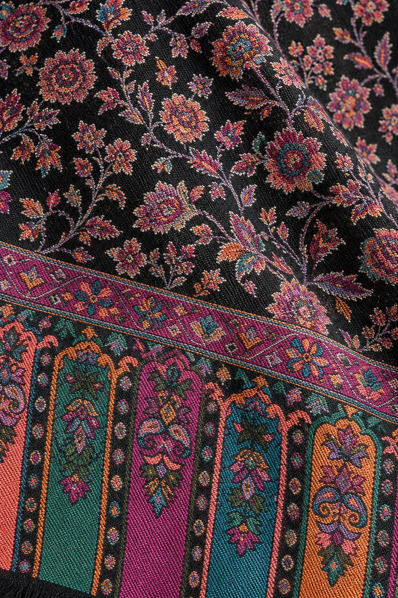 Premium Kani #17 Floral Black Shawl — 02-material-macro