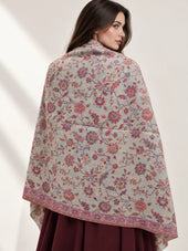 Premium Kani #17 Floral Pearl Ivory Shawl — 03-back-drape