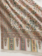 Premium Bareek Kani #32 Floral Ivory Shawl — 02-material-closeup