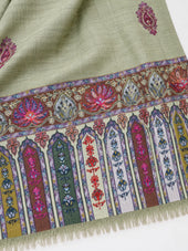 Premium Kalamkari Border #67 Sage Green Shawl — 05-pallu-detail