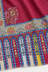 Premium Kalamkari Border #67 Burgundy Shawl — 05-pallu-detail