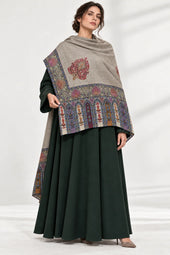 Premium Kalamkari Border #67 Taupe Shawl — 03-full-length-portrait