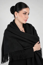 Original Wool Shawl – Black – wrapped closeup
