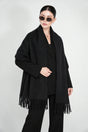Original Wool Shawl – Black – front view with sunglasses
