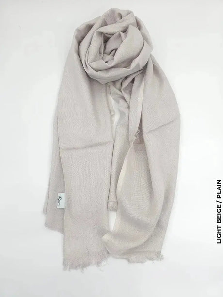 Cashmere Linen Hijab For Winter Light Beige / Plain Scarf (Hijab)