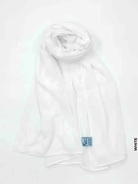 Chiffon High Quality Stitch Hijab White Scarf (Hijab)