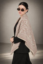 LIGHT PINK GULABI cashmere animal print square shawl folded into a triangle — vignette