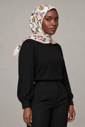 Silk Blush Rose Murabba Scarf, 90×90 cm square hijab in Kuwait — portrait portrait